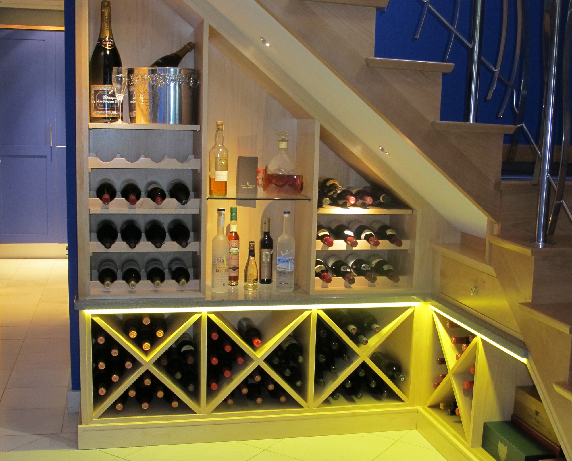 New Wine Rack Under Stairs for Simple Design